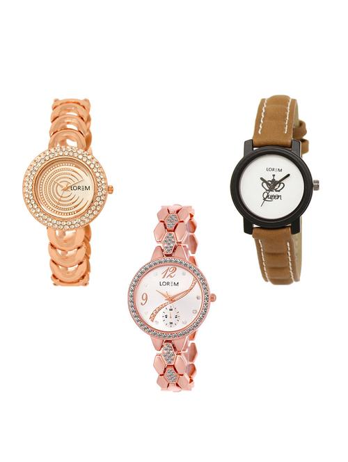 set of 3 round dial analog watch combo -(lk202-209-215) - 15548990 -  Standard Image - 0