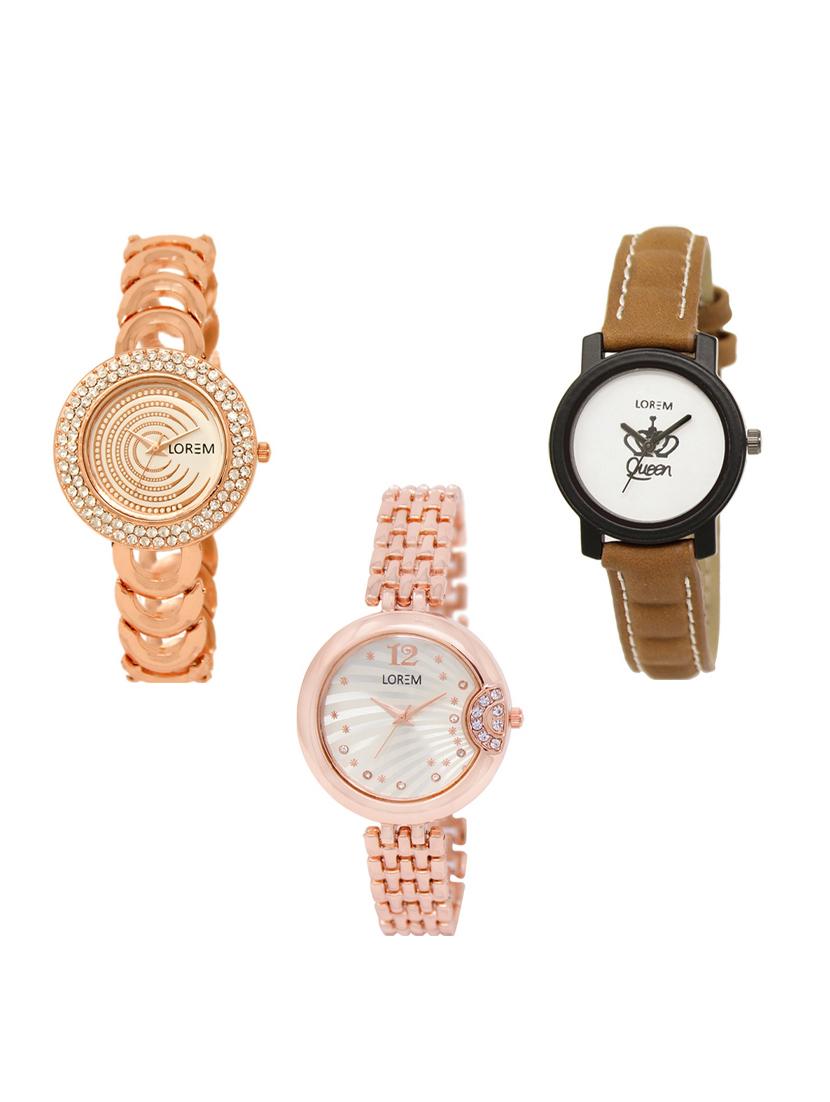 set of 3 round dial analog watch combo -(lk202-209-228) - 15549003 -  Zoom Image - 0