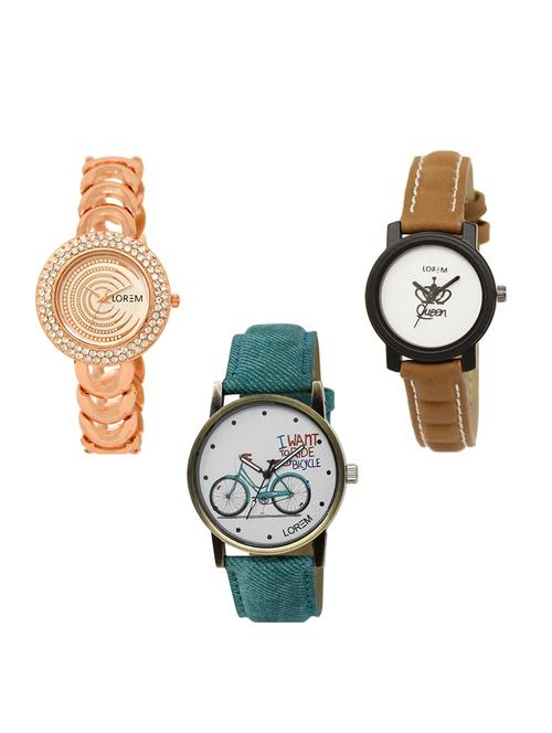 set of 3 round dial analog watch combo -(lk202-209-229) - 15549004 -  Standard Image - 0