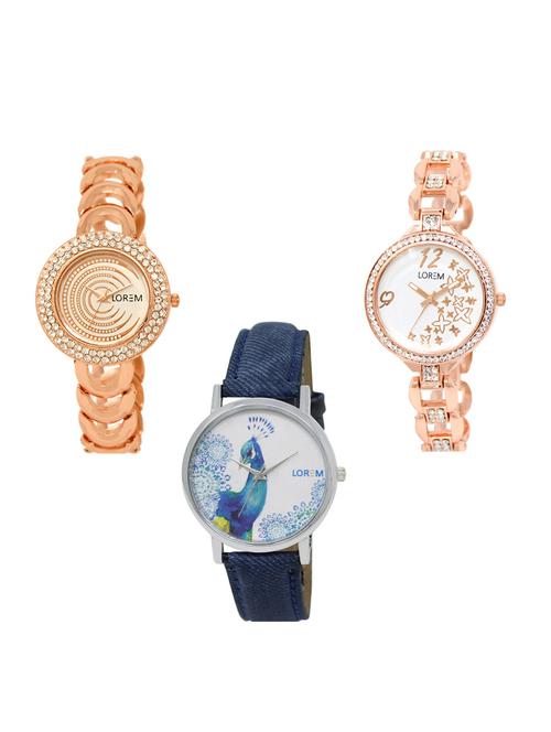set of 3 round dial analog watch combo -(lk202-210-241) - 15549034 - Standard Image - 0