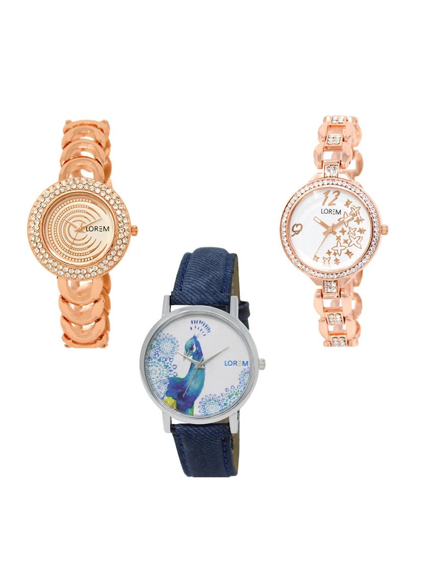 set of 3 round dial analog watch combo -(lk202-210-241) - 15549034 - Zoom Image - 0