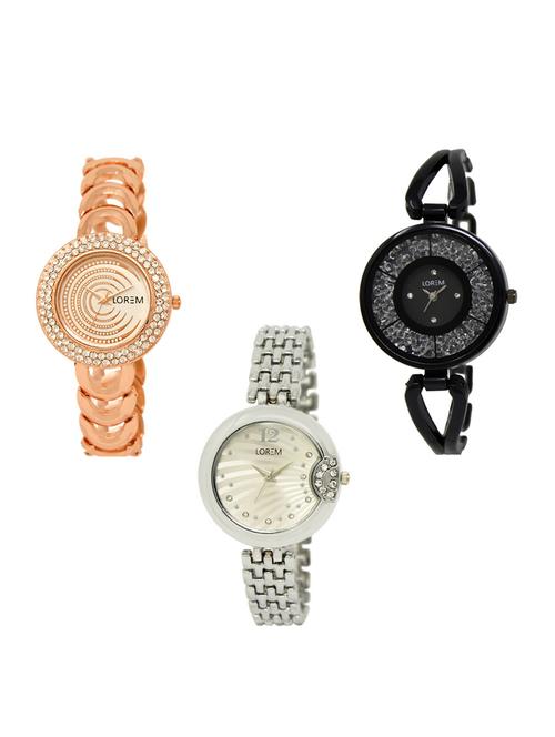 set of 3 round dial analog watch combo -(lk202-211-227) - 15549047 - Standard Image - 0