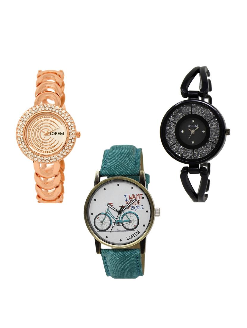 set of 3 round dial analog watch combo -(lk202-211-229) - 15549049 -  Zoom Image - 0