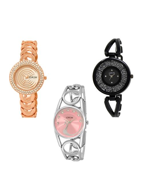 set of 3 round dial analog watch combo -(lk202-211-233) - 15549052 -  Standard Image - 0