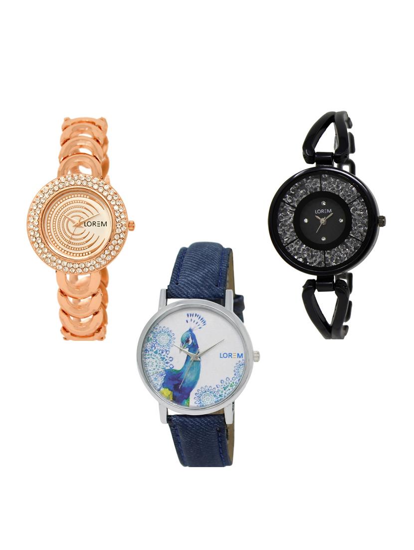 set of 3 round dial analog watch combo -(lk202-211-241) - 15549058 - Zoom Image - 0