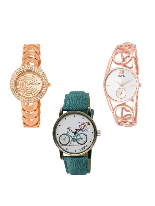 set of 3 round dial analog watch combo -(lk202-213-229) - 15549090 -  Standard Image - 0