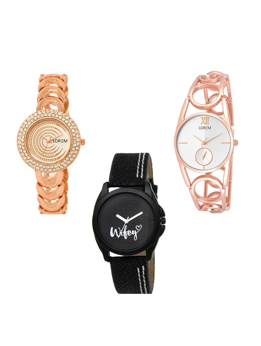set of 3 round dial analog watch combo -(lk202-213-234) - 15549093 - Zoom Image - 0