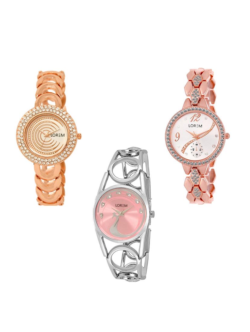 set of 3 round dial analog watch combo -(lk202-215-233) - 15549109 -  Zoom Image - 0