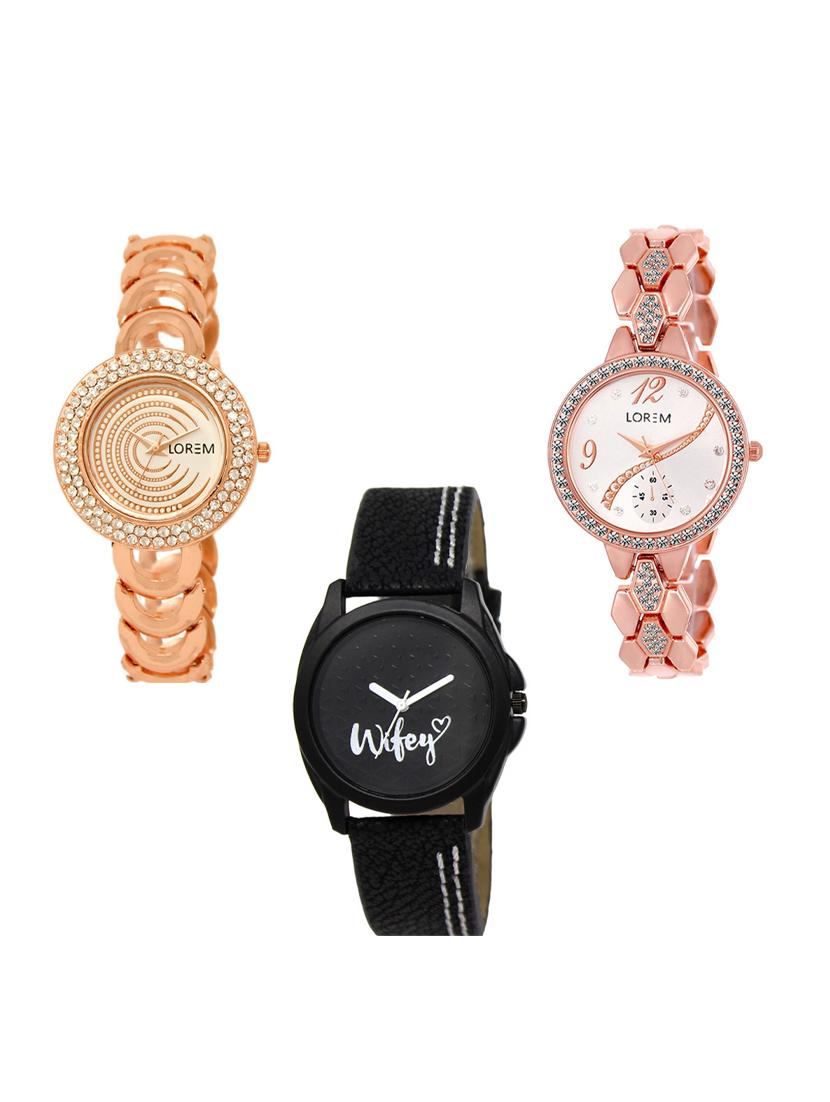 set of 3 round dial analog watch combo -(lk202-215-234) - 15549110 - Zoom Image - 0