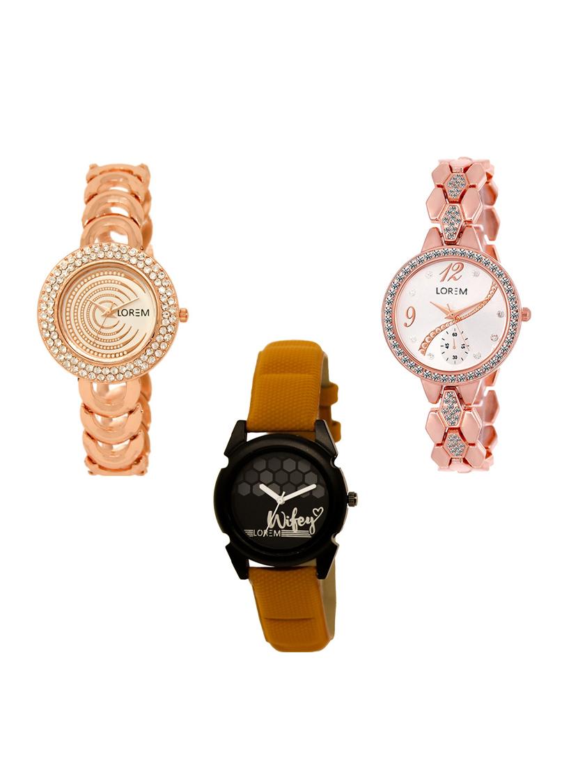 set of 3 round dial analog watch combo -(lk202-215-235) - 15549111 - Zoom Image - 0