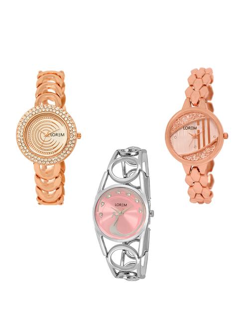 set of 3 round dial analog watch combo -(lk202-222-233) - 15549226 - Standard Image - 0