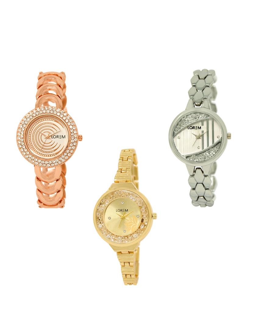 set of 3 round dial analog watch combo -(lk202-223-224) - 15549234 -  Zoom Image - 0