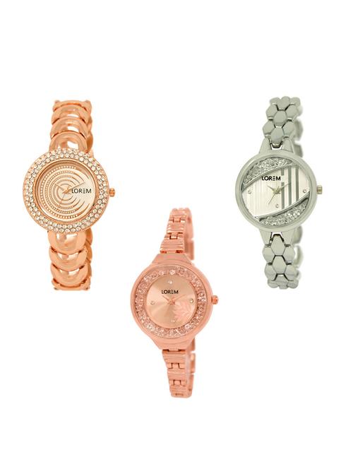 set of 3 round dial analog watch combo -(lk202-223-225) - 15549235 -  Standard Image - 0