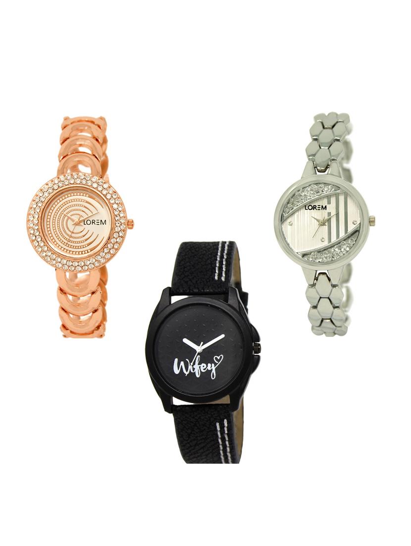 set of 3 round dial analog watch combo -(lk202-223-234) - 15549240 - Zoom Image - 0