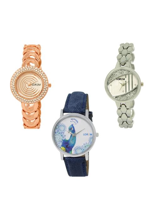 set of 3 round dial analog watch combo -(lk202-223-241) - 15549246 - Standard Image - 0