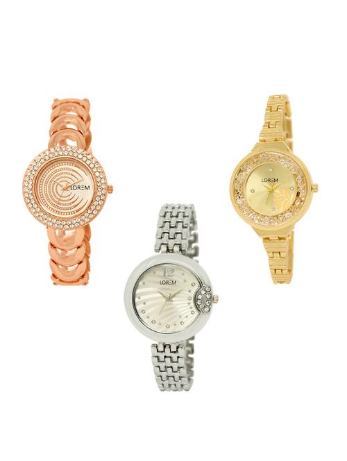 set of 3 round dial analog watch combo -(lk202-224-227) - 15549249 -  Standard Image - 0