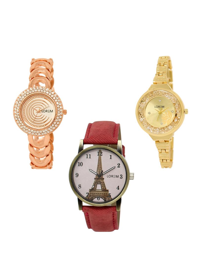 set of 3 round dial analog watch combo -(lk202-224-230) - 15549252 - Zoom Image - 0