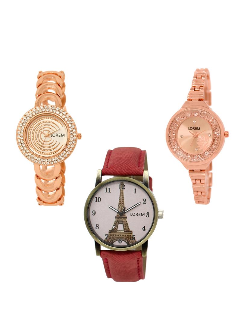 set of 3 round dial analog watch combo -(lk202-225-230) - 15549265 -  Zoom Image - 0
