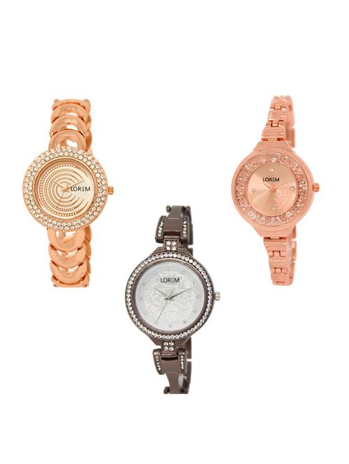 set of 3 round dial analog watch combo -(lk202-225-236) - 15549269 -  Standard Image - 0