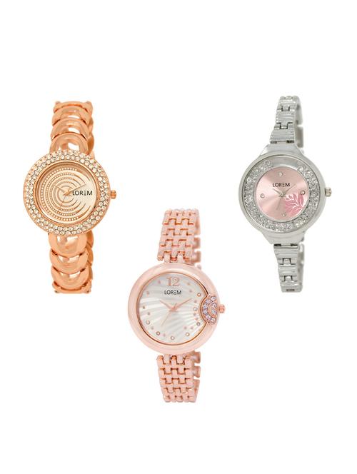 set of 3 round dial analog watch combo -(lk202-226-228) - 15549274 - Standard Image - 0