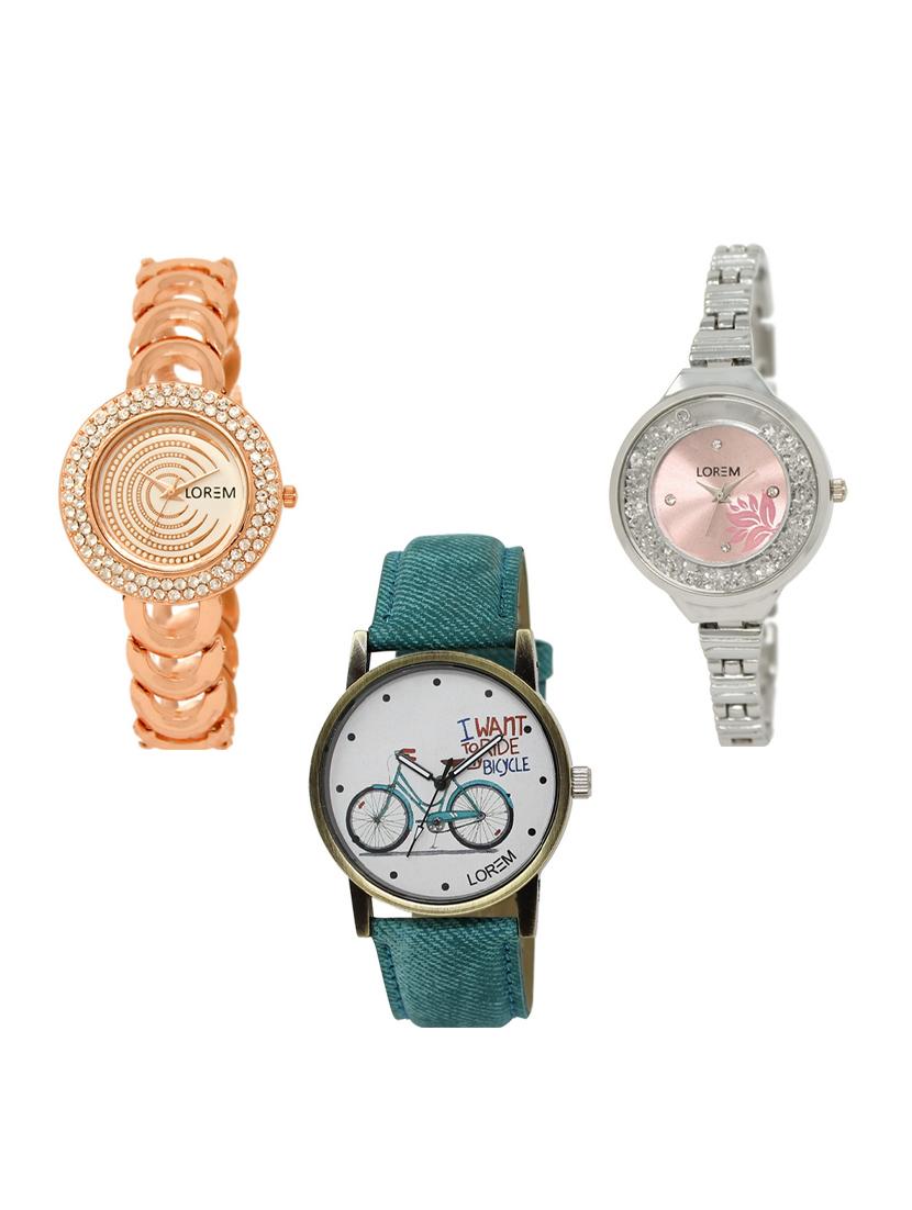 set of 3 round dial analog watch combo -(lk202-226-229) - 15549275 -  Zoom Image - 0