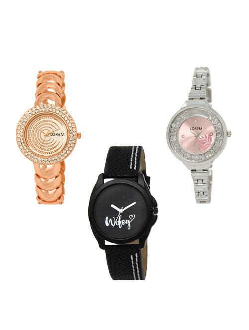 set of 3 round dial analog watch combo -(lk202-226-234) - 15549278 - Standard Image - 0