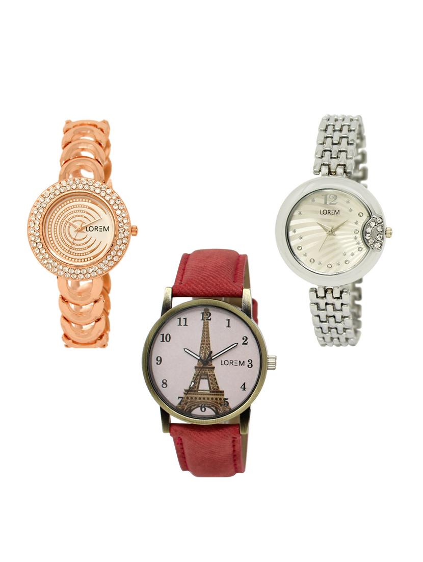 set of 3 round dial analog watch combo -(lk202-227-230) - 15549287 - Zoom Image - 0