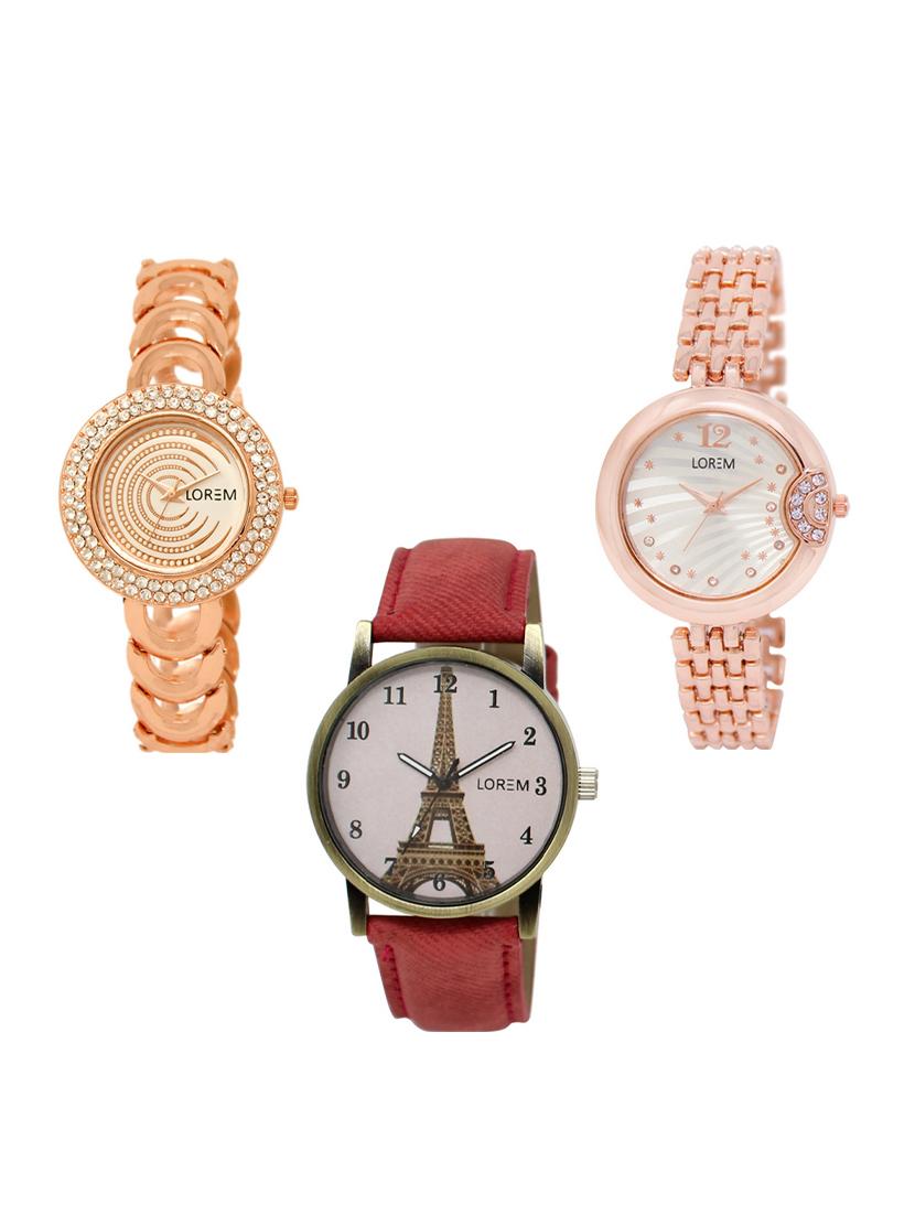 set of 3 round dial analog watch combo -(lk202-228-230) - 15549297 -  Zoom Image - 0