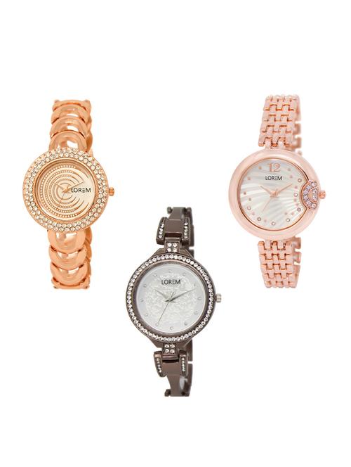 set of 3 round dial analog watch combo -(lk202-228-236) - 15549301 -  Standard Image - 0