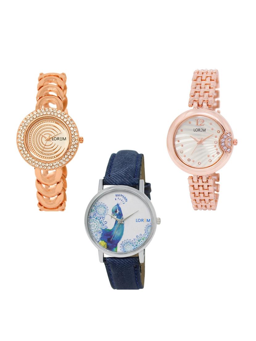 set of 3 round dial analog watch combo -(lk202-228-241) - 15549305 -  Zoom Image - 0