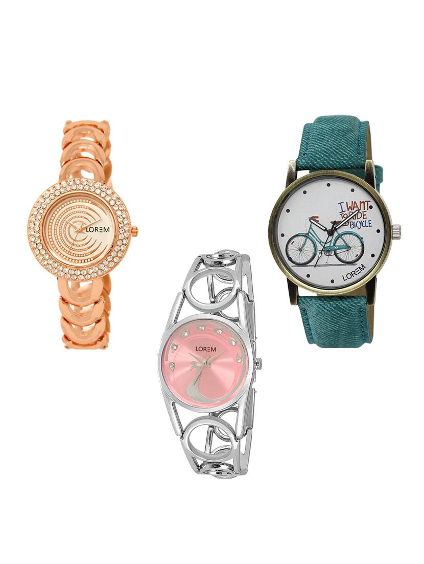 set of 3 round dial analog watch combo -(lk202-229-233) - 15549308 - Zoom Image - 0