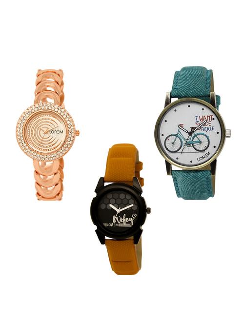 set of 3 round dial analog watch combo -(lk202-229-235) - 15549310 -  Standard Image - 0
