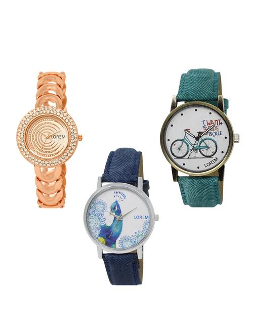 set of 3 round dial analog watch combo -(lk202-229-241) - 15549316 -  Standard Image - 0