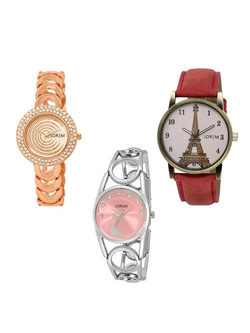 set of 3 round dial analog watch combo -(lk202-230-233) - 15549318 -  Standard Image - 0