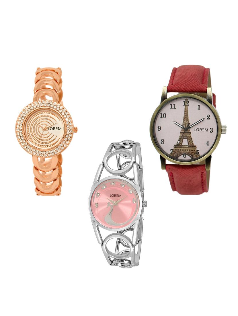 set of 3 round dial analog watch combo -(lk202-230-233) - 15549318 -  Zoom Image - 0