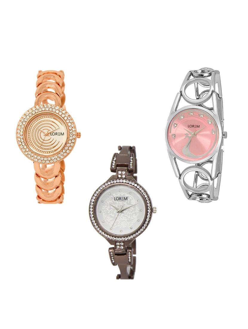 set of 3 round dial analog watch combo -(lk202-233-236) - 15549337 -  Zoom Image - 0
