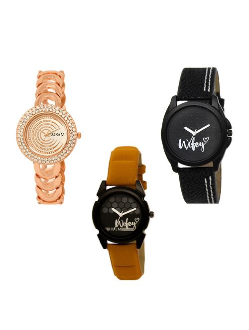 set of 3 round dial analog watch combo -(lk202-234-235) - 15549342 -  Standard Image - 0