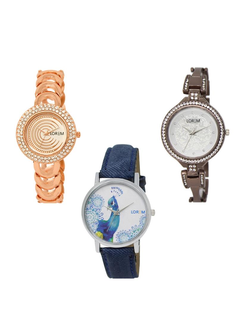 set of 3 round dial analog watch combo -(lk202-236-241) - 15549358 - Zoom Image - 0