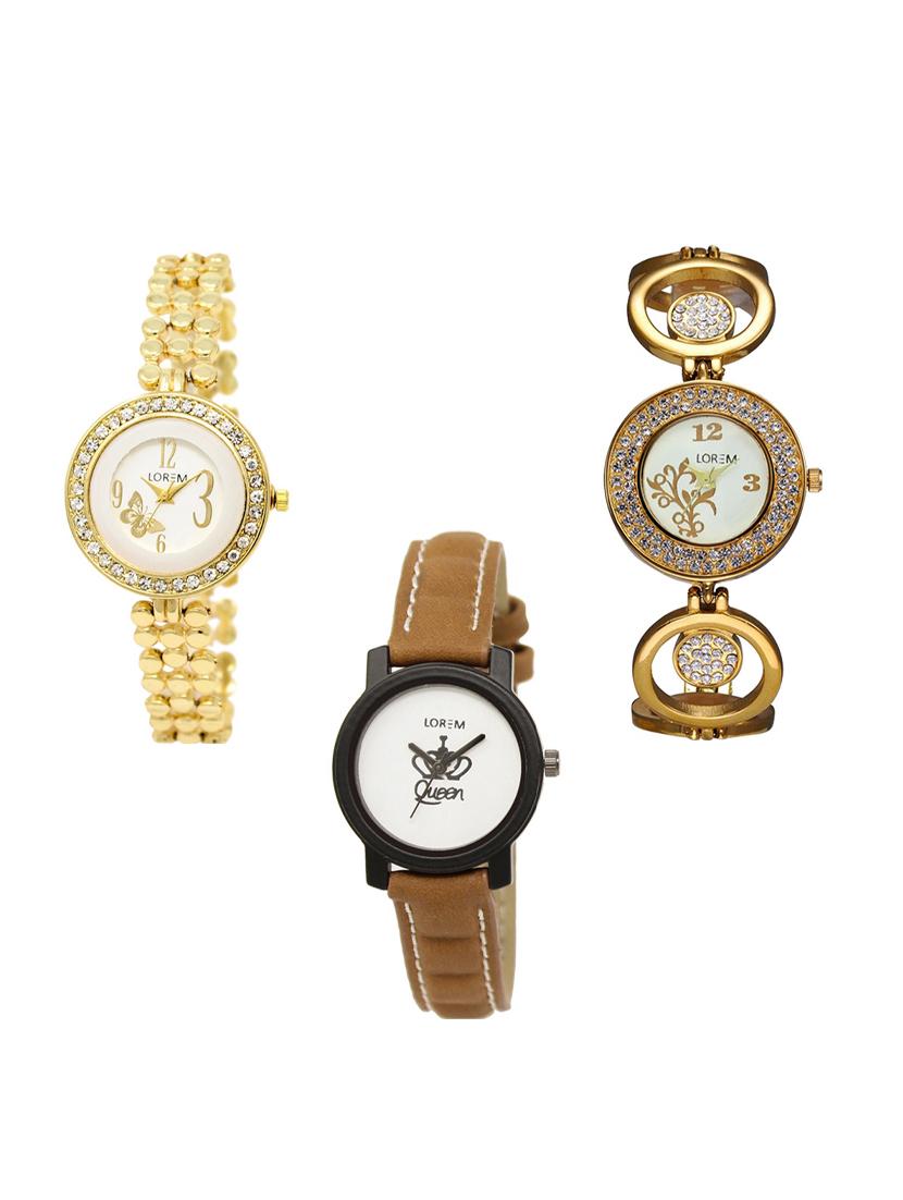 set of 3 round dial analog watch combo -(lk203-204-209) - 15549373 -  Zoom Image - 0