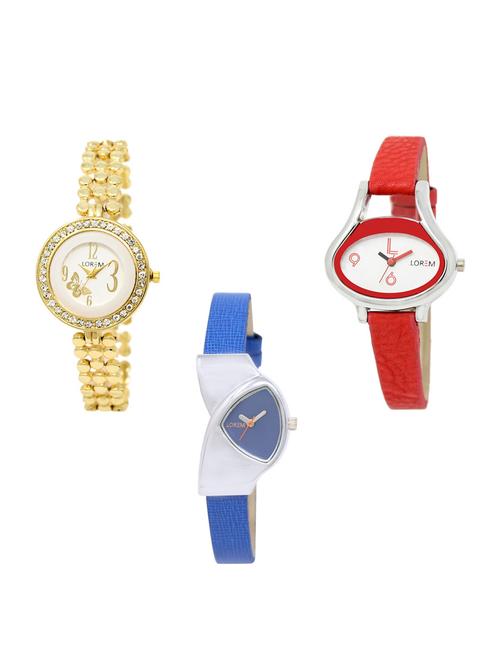 set of 3 round dial analog watch combo -(lk203-206-208) - 15549439 -  Standard Image - 0