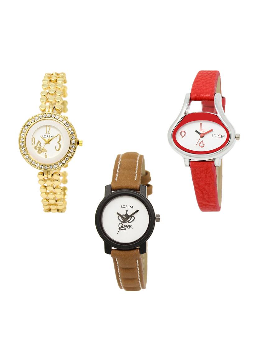 set of 3 round dial analog watch combo -(lk203-206-209) - 15549440 -  Zoom Image - 0
