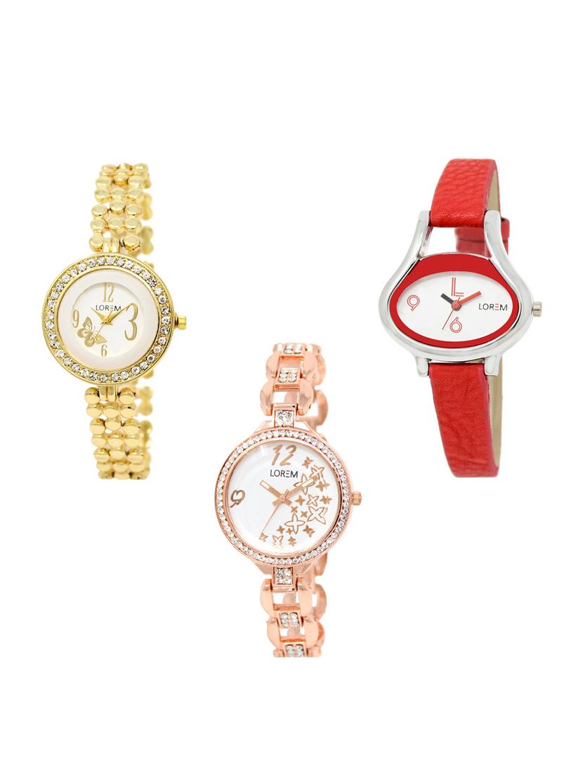 set of 3 round dial analog watch combo -(lk203-206-210) - 15549441 -  Zoom Image - 0
