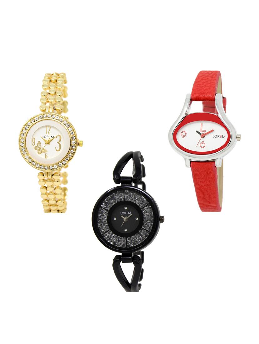 set of 3 round dial analog watch combo -(lk203-206-211) - 15549442 -  Zoom Image - 0
