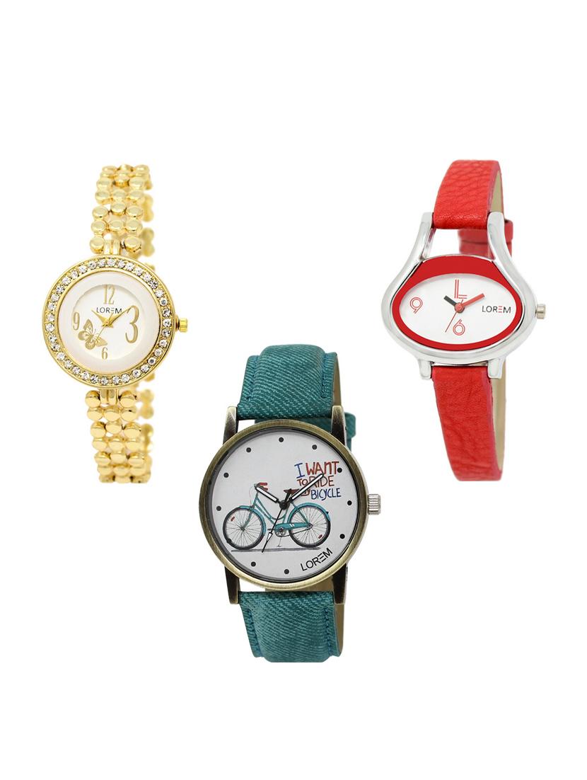set of 3 round dial analog watch combo -(lk203-206-229) - 15549459 -  Zoom Image - 0