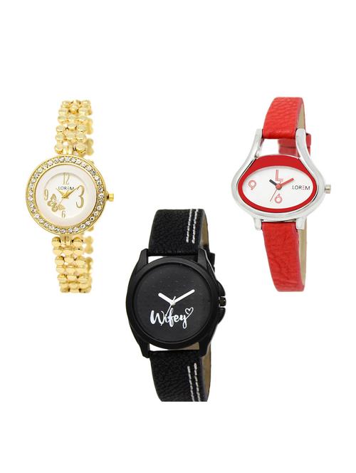 set of 3 round dial analog watch combo -(lk203-206-234) - 15549463 -  Standard Image - 0