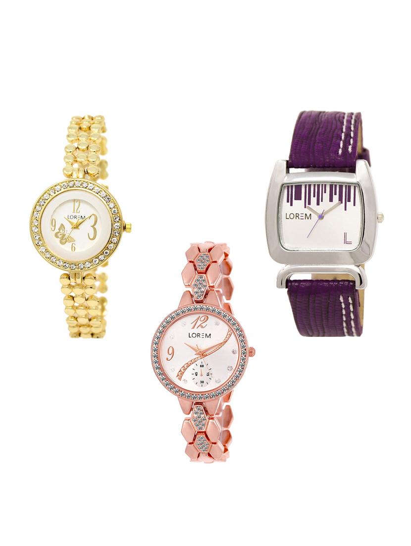 set of 3 round dial analog watch combo -(lk203-207-215) - 15549477 - Zoom Image - 0
