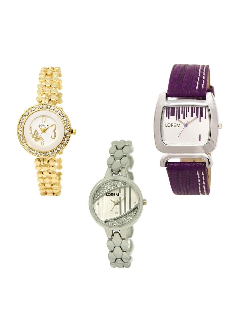 set of 3 round dial analog watch combo -(lk203-207-223) - 15549485 -  Zoom Image - 0