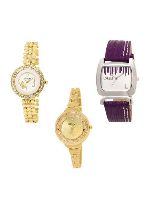 set of 3 round dial analog watch combo -(lk203-207-224) - 15549486 - Standard Image - 0