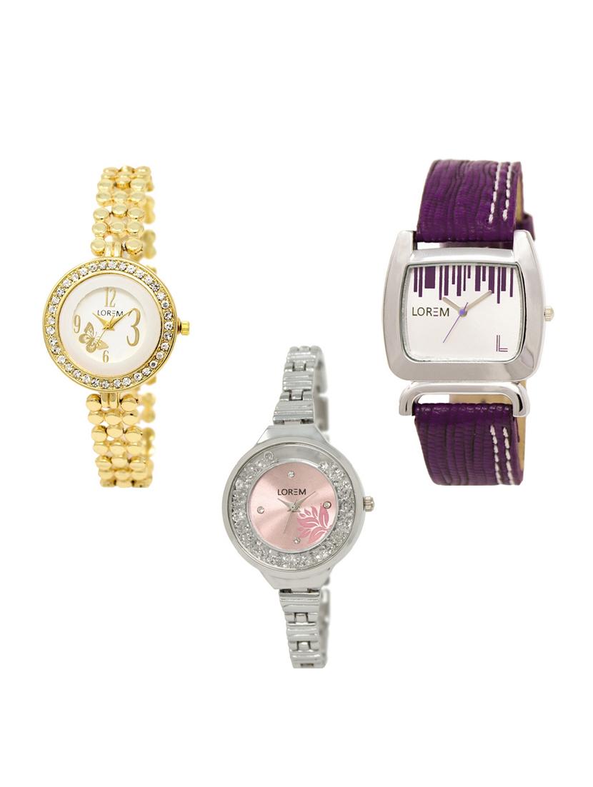set of 3 round dial analog watch combo -(lk203-207-226) - 15549488 -  Zoom Image - 0