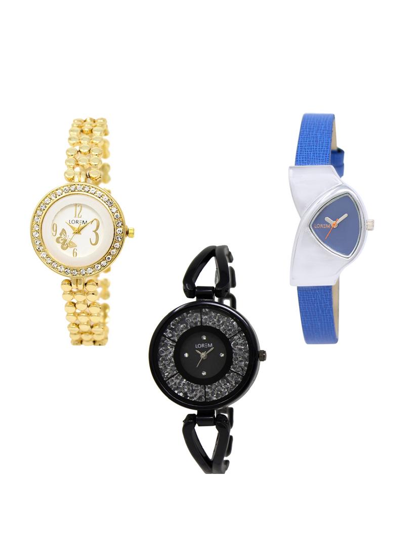 set of 3 round dial analog watch combo -(lk203-208-211) - 15549505 -  Zoom Image - 0